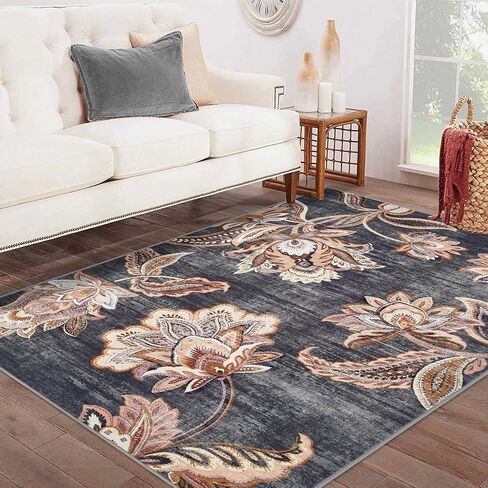 Area Rug 2x6 Runner Rug, Machine Washable Runner Boho Hallway Rugs Non-Slip Soft Low Pile Floral Carpet Runner for Hallways Kitchen Laundry Bedroom Bathroom(Beige,2'x6') in Saudi Arabia
