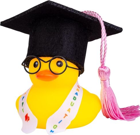 Graduation Duck Car Ornament Yellow Rubber Duck Car Dashboard Decor with Mini Graduation Hat Sash Glasses in Saudi Arabia