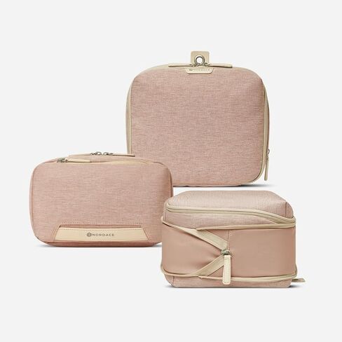 Nordace Travel Packing Organizers Set for Men and Women - 2x Packing Cubes & 1x Wash Pouch - Durable & Water Resistant (Beige-Brown) in Saudi Arabia