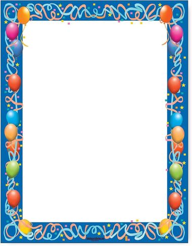 Balloon Border Stationery - Birthday Party - 8.5 x 11-60 Letterhead Sheets - Party Theme Printer Paper - USA Made in Saudi Arabia