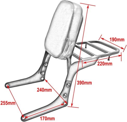 Motorcycle Rear Seat BackRest Sissy Bar Back Rest Compatible For Honda Rebel CA250 CMX250 CMX (Silver) in Saudi Arabia