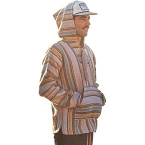 Authentic Baja Hoodie - Drug Rug Hoodie - Mexican Baja Hoodie - Baja Poncho - Grey