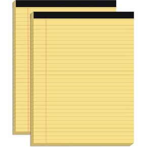 2PCS Legal Pads, 8.5x11inch 45 Sheets Wide Ruled Lined Perforated Notepads Writing Pads Yellow Paper Pads for Student Study Work Office