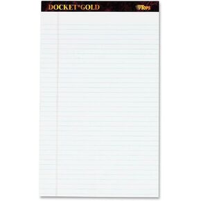 TOPS Docket Gold Writing Pads, 8-1/2" x 14", Legal Rule, White Paper, 50 Sheets, 12 Pack (63990)