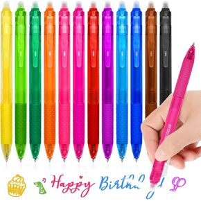 Erasable Gel Pens, Refillable & Retractable Gel Ink Pens, Fine Point 0.7 mm, Pack of 12, Assorted Colors for Daily Writing, Note Taking, Drawing, Pens Bulk for Home Office School Supplies in Kuwait