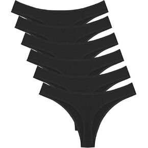 DRESHOW 6 Pack Women Underwear Thongs, Ladies Thong, Breathable Comfortable Cotton Panties Undies for Women Bikini Underwear
