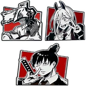 Anime Chainsaw Man Pin Denji Aki Hayakawa Power Pin Merch 3Pcs for Backpacks Clothing