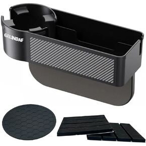 Car Back Seat Organizer, Backseat Car Gap Filler with Big Cup Holder, Multifunctional Between Seat Gap Organizer Box for Kids and Adults, Front Seat and Backseat Cup Holder for SUV GELINDAF