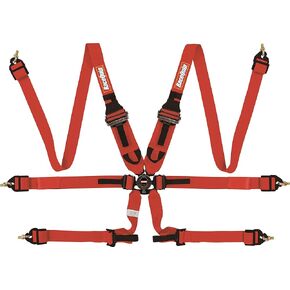 RaceQuip Auto Racing Harness Set HANS 6 Point Camlock FIA 8853-2016 Rated Pull-Down 2" Red 855015