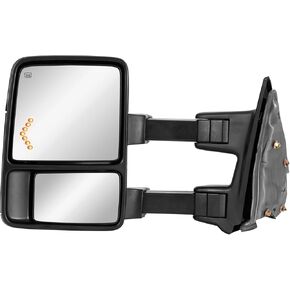 Driver Side Tow Mirrors Compatible for 2008-2016 Ford F250 F350 F450 F550 Super Duty Power Heated Left Truck Mirror Telescope w/Turn Signal light Arrow Light Black