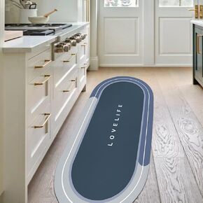 Rubber Bath mats Quick-Drying Non-Slip Bathroom mat Super Absorbent Bath mat Instant Dry Bath mat, Bathroom Rug in Front of The Kitchen Sink, Shower Room, Bathtub, Oval(Grey+16.9x26.7in)