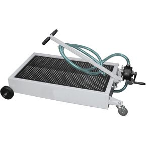 STF-15GS 15 Gallon Capacity Low Profile Oil Steel Drain with Hand Pump, Splash Guard, and Mesh Cover, 15 Gallon Tank Capacity