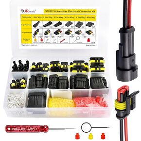 JRready ST6382 Electrical Connectors Kit, 1 2 3 4 5 6 Pin Automotive Waterproof Electrical Wire Connector Plug, Stamped Contacts 16-18AWG, Pin Removel Tools, for Motorcycle Truck Car Boats Scooter
