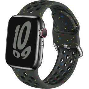 Sport Band Compatible with Apple Watch 38mm 40mm 41mm 42mm 44mm 45mm 49mm for Women Men, Breathable Soft Silicone Replacement Strap For iWatch Ultra 2/ Ultra SE Series 9 8 7 6 5 4 3 2 1