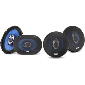 Pyle 6" x 8" 360 Watt & 5.25" 200 Watt 3-Way Car Sound Speaker Bundle - Blue Poly Injection Cone w/ 1" ASV Voice Coil & Non-fatiguing Butyl Rubber Surround