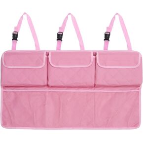 Car Trunk Organizer Large Capacity Car Organizer SUV Backseat Hanging Car Storage Organizer with Lids Collapsible Cargo Storage Beige
