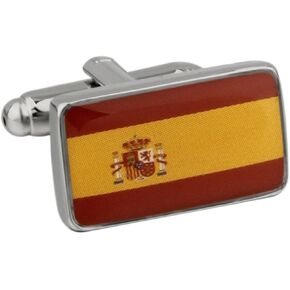 Flag Spain Pair Cufflinks in a Presentation Gift Box & Polishing Cloth