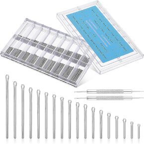 360 Pces 6-23mm Watch Band Link Cotter Pin Assortment, Stainless Steel Watch Bracelet Pin Kit for Watchmaker Repair Watch Screws Bar Strap with 2 Pcs Remover Watchband Tool, Dia. 0.8mm