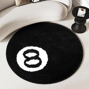8 Ball Rug Black Round Rugs for Bedroom Aesthetic 24inch Non Slip Flocking Floor 8 Ball Carpet Bath Mat y2k Mens Room Decor Cool Rugs Doormat for Living Room