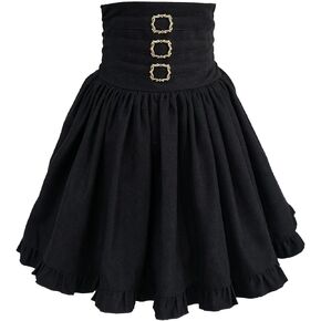 Goth Cute Mini Pleated Corduroy Skirt Women Cosplay High Waisted Short Vintage Tutu Elegant A Line Ruffle Flare Skirts