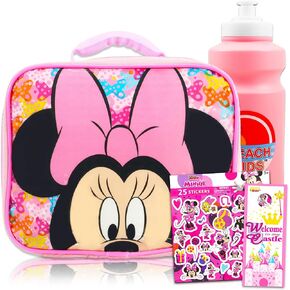 Disney Minnie Mouse Lunch Box with Water Bottle and Bonus Stickers