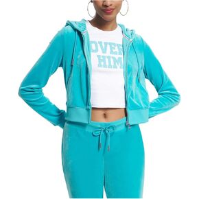 Juicy Couture Women's Solid Classic Juicy Hoodie with Back Bling