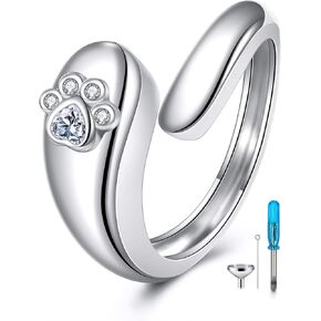 Sterling Silver Urn Ring for Ashes Pets Dog Cat Keepsake Memorial Cremation Jewelry for Women