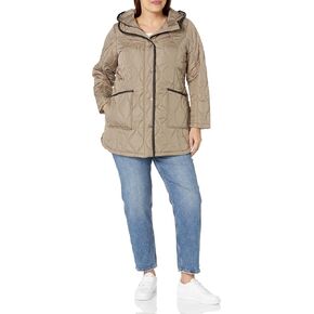 EVANS Womens Plus Size Coat Quilted Contrast Trims