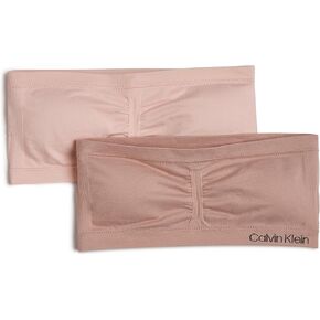 Calvin Klein Girl's Seamless Bandeau with Cookie 2 Pack, Crystal Pink/Almond, Small