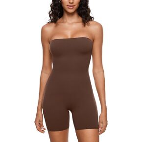 Women's Natrelax Strapless Jumpsuit - One Piece Tube Top Sexy Bodycon Workout Shorts Rompers Summer Outfits