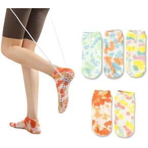 BLPOTA 5-Pack Women's Yoga Socks,US 5-10 Sizes,Beautiful Tie-Dye Print, Grippy Sole for Studio & Pilates