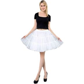 Women's Short Length Petticoat Above Knee 50s Vintage Crinoline Tutu Underskirt Pleated Flared Skirts