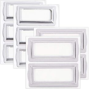 Remarkable Clip Label Holders, Self Adhesive Metal Bookplates for Books Cards Horizontal, Metal Drawer Tag Label Holder Frame for Office Library File Cabinet(3.1 x 1.4 in 4 Pack, 2.2 x 1 in 6 Pack)