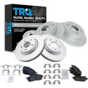 TRQ Front and Rear Brake Pad & Rotor Kit Compatible with 2012-2015 Honda CR-V