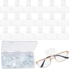 AHANDMAKER 100 Pcs Clear Plastic Price Tag Holders for The Frame of Glasses, Mini Rectangle Label Holders, Hanging Card Protector Sleeve, Suitable for Spectacle Frames Glasses Frame Eyeglass Frames