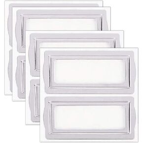 Self Adhesive Metal Bookplates for Books Cards， Horizontal Clip Label Holders-Metal Drawer Tag Label Holder Silver Bookplates Metal Frame for Office Library Book File Cabinet Card（2.2 x 1 in 8 Pack）