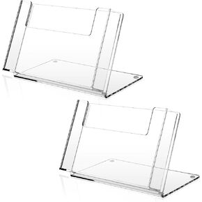 2 Pcs Postcard Acrylic Brochure Holder Organizer 4 x 6 Inch Flyer Display Stand Clear Greeting Card Display Magazine Holder for Card Organizer Desk Table Home Office Menu