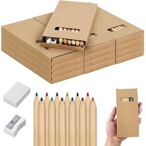 20 Boxes/240Pcs Mini Drawing Colored Pencils Bulk,3.5 Inch Portable Short Fat Pencils Bulk Pre Sharpened Coloring Pencils with Sharpener Eraser for Kids Painting Classroom School Supplies