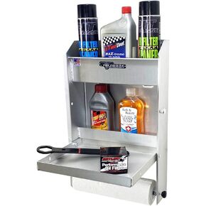 Pit Posse 458BK Jr Work Station Storage Cabinet Shelf Rack Holder Caddy - Made in USA - Garage Enclosed Race Trailer Automotive Mechanics Shop Storage Organizer Aluminum (Black)