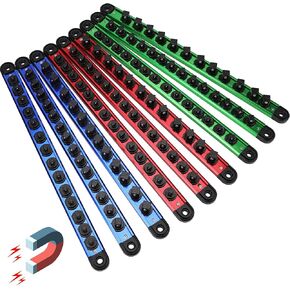 Magnetic Socket Holder Organizer Set: 9-Piece Detachable 1/4, 3/8, 1/2 Socket Trays Socket Organizer for Tool Box Drawer Holds 120 Pieces Standard Size Sockets(Socket not Included)