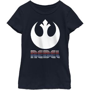 STAR WARS Striped Rebel Emblem Girls Short Sleeve Tee Shirt