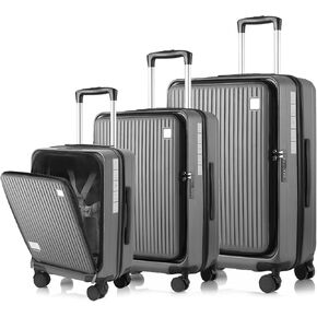 Luggage Sets 3 Piece, ABS Lightweight 20in/24in/28in Luggage, Expandable Carry On Suitcase Set with TSA Lock & Double Wheels, Front Open Hardshell Luggage Sets (Blue)