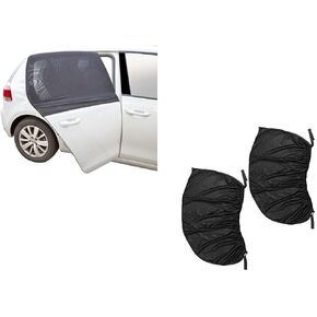 Pair of Car Window Shade for Sun Universal Fit Adjustable Sun Shade Breathable Mesh Car Curtains Window Net Car Rear Door Outdoor Camping Netting (XL)