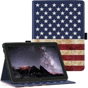 Grifobes Case [Only for 2022/2020 Released 12th/10th Generation] Kindle Fire HD 8/8 Plus, Premium PU Leather Folio Stand Smart Auto Wake/Sleep Cover with Built-in Hand/Stylus Holder, Black+Brown
