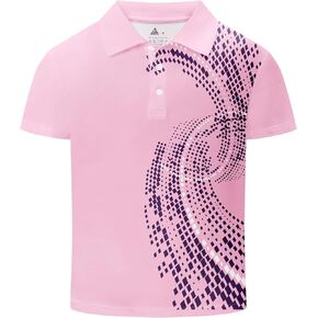 قميص بولو مطبوع للأولاد بأكمام قصيرة أنيق ماص للرطوبة بعامل حماية من الأشعة فوق البنفسجية 30+ قمصان جولف للأداء من 7 إلى 16 سنة in Kuwait