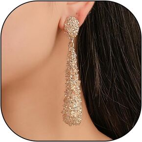 Chunky Teardrop Statement Earrings for Women Teen Girls,Simulated Long Waterdrop Druzy Drop Dangle Earrings Party Prom Trendy Holiday Jewelry Gift