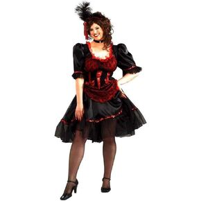 Forum Women's Plus Size Saloon Girl Costume, Red