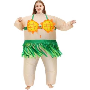 Inflatable Luau Hula Skirt Costume,Hawaiian Themed Party Funny Blow Up Costumes for Adult Beach Carnival Inflatable Suit