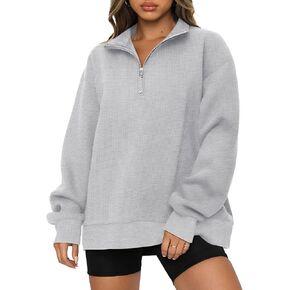 OFEEFAN Sweatshirts for Women Loose Fit Quarter Zip Pullover Lightweight Fall Clothes