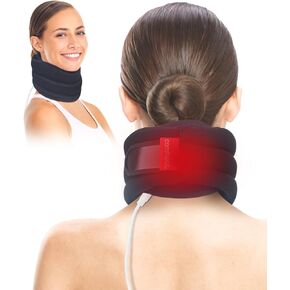 Heated Neck Brace for Neck Pain Relief and Support, Soft Foam Cervical Collar with Neck Heating Pad, Adjustable Neck Support Brcae for Neck Relax and Pressure Relief